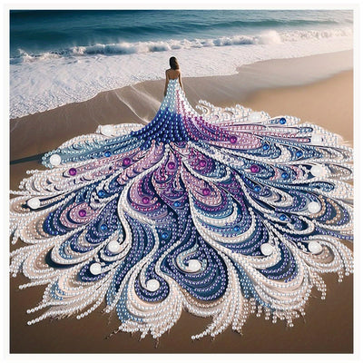 Diamond art Painting Kit, 5D DIY Beach beauty, Special Shape Crystal Artificial Diamond Partial Mosaic Handicraft for Beginners, Wall Decor Art For Bedroom, Office, Living Room, Christmas Gift