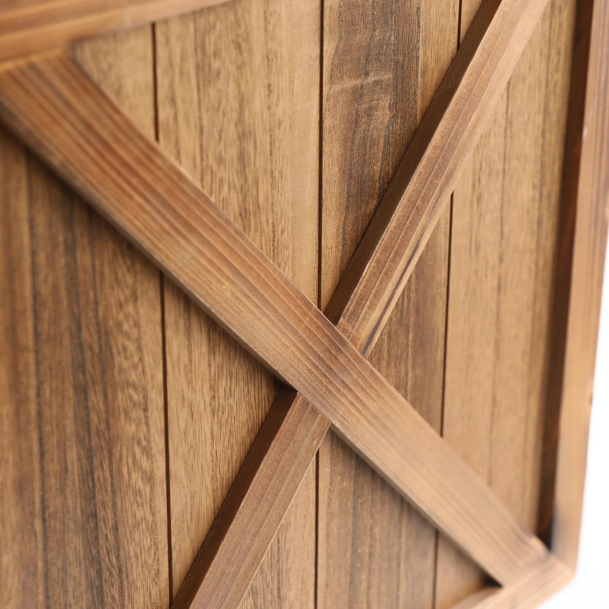 COLLECTIVE HOME - Wood Storage Ottoman, Rustic Storage Stool, 2 Pack Cube Seat Foot Rest Stool, Accent Side Table, Metal Storage Bin for Living Room Furniture, 16"/12" (Wood, barn Door) COLLECTIVE HOME