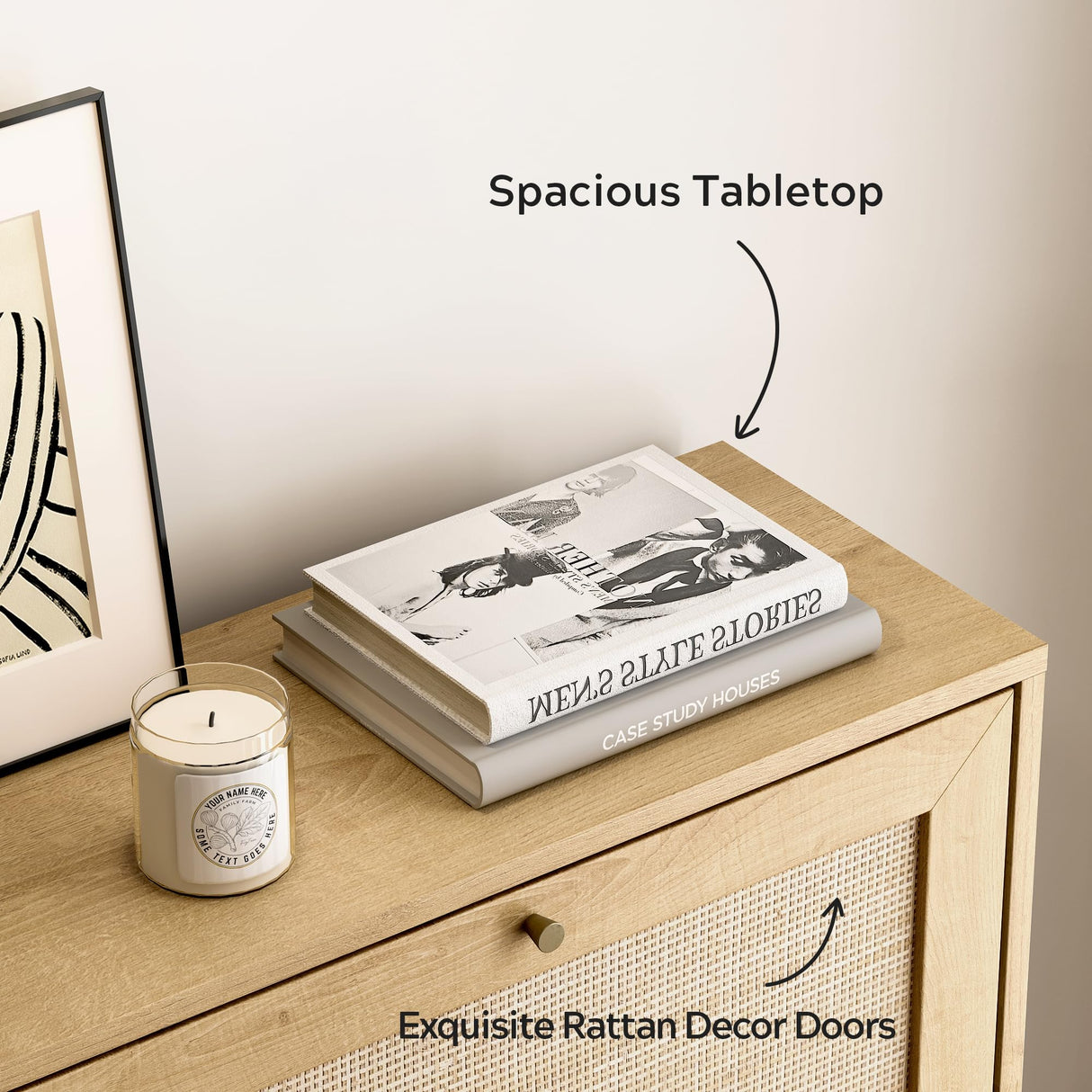 EYYTHUNG Rattan Shoe Cabinet Narrow Shoe Storage Cabinet with 3 Flip Drawers Hidden Freestanding Shoe Rack Organizer with Wood Legs for Entryway Slim, Hallway, Natural Oak EYYTHUNG