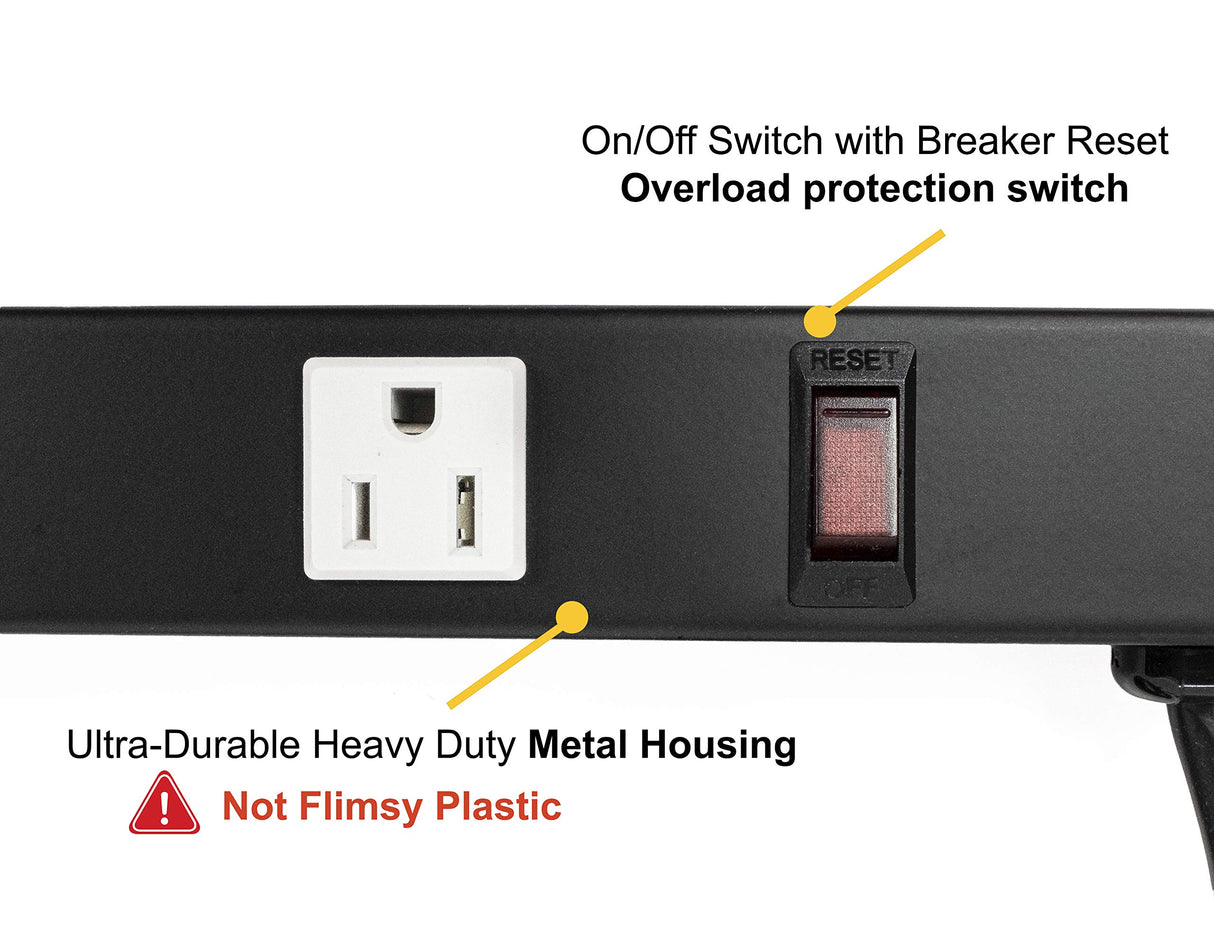 Opentron 12 Outlets 4 Feet Body Heavy Duty Metal Surge Protector Power Strip (4 Feet 12 Outlet 6 Feet Power Cord) opentron