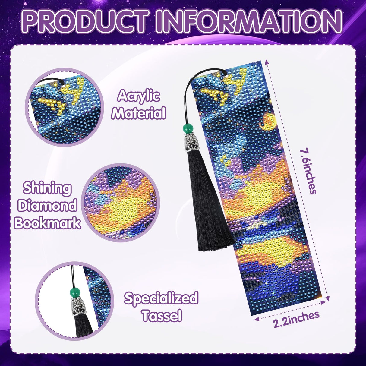Sitsink Landscape Diamond Art Bookmarks - 8 Pcs Polar Lights Aurora Diamond Painting Kits Bookmarks Set Scenery Design Sitsink
