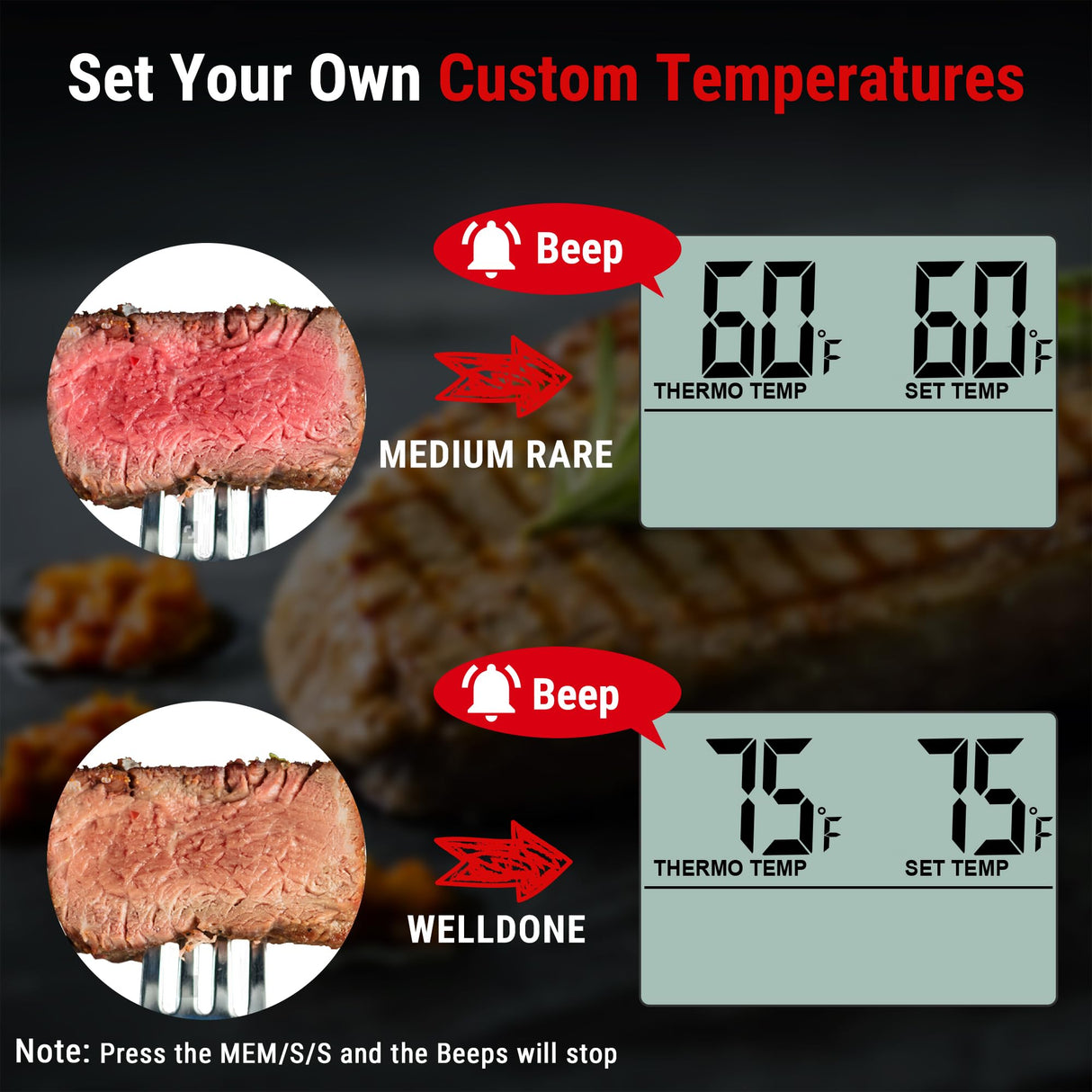 ThermoPro TP16 Large LCD Digital Cooking Food Meat Thermometer for Smoker Oven Kitchen BBQ Grill Thermometer Clock Timer with Stainless Steel Temperature Probe ThermoPro