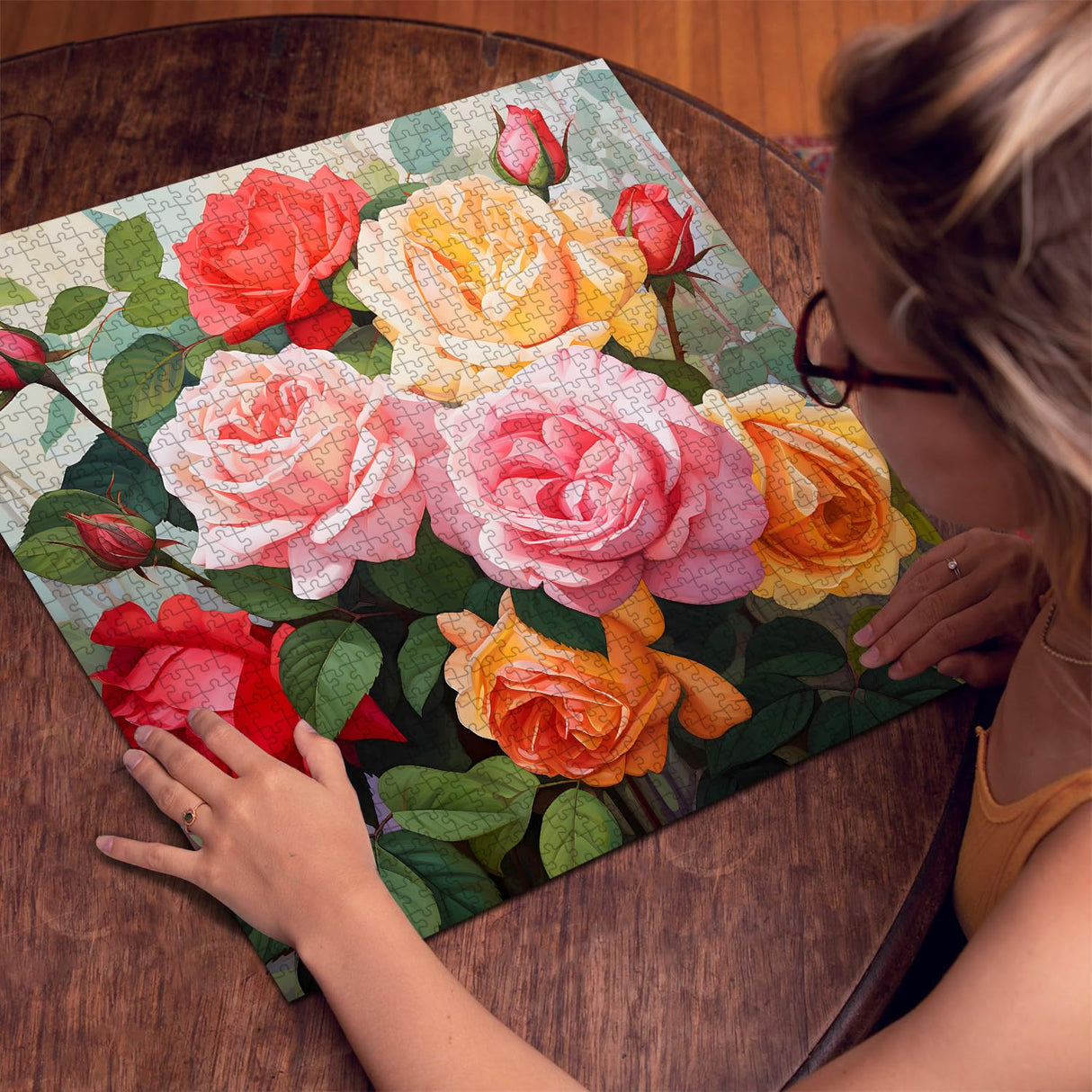 Vintage Flower Puzzles for Adults 1000 Pieces, Beautiful Rose Art Puzzles, Floral Plant Jigsaw Puzzles 1000 Pieces Spring Garden PICKFORU