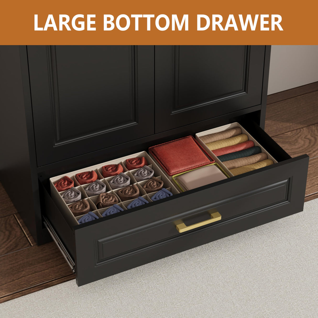 Polup Metal Armoire Wardrobe Closet with Drawer, 71“ Tall Wardrobe with Doors and Shelves, Metal Wardrobes Closet with Hanging Rod, for Bedroom, Black, Assembly Required Polup