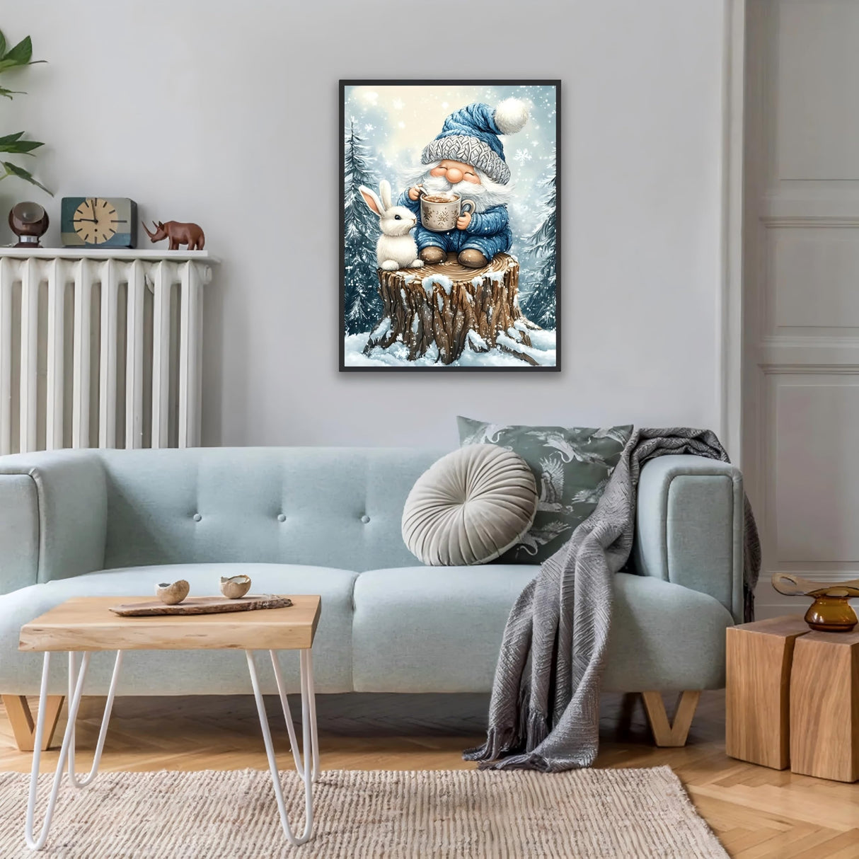 Gnome Diamond Art Kits for Adults,5D Diamond Art Painting for Beginner,Full Round Drills Winter Forest Painting with Diamonds,DIY Crafts Rabbit Gem Art for Wall Decor 12 X 16 in DIYDECORFUN