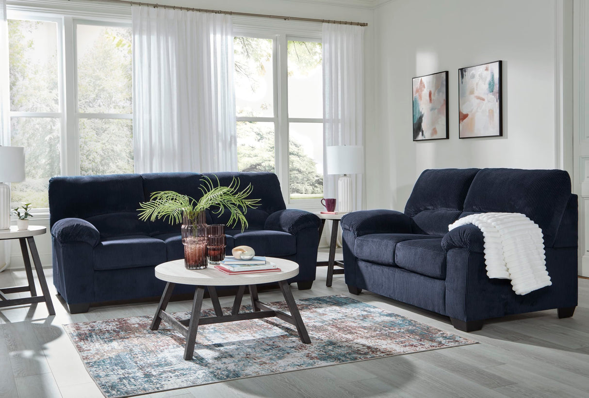 Signature Design by Ashley SimpleJoy Contemporary Loveseat for Living Room, Blue Signature Design by Ashley