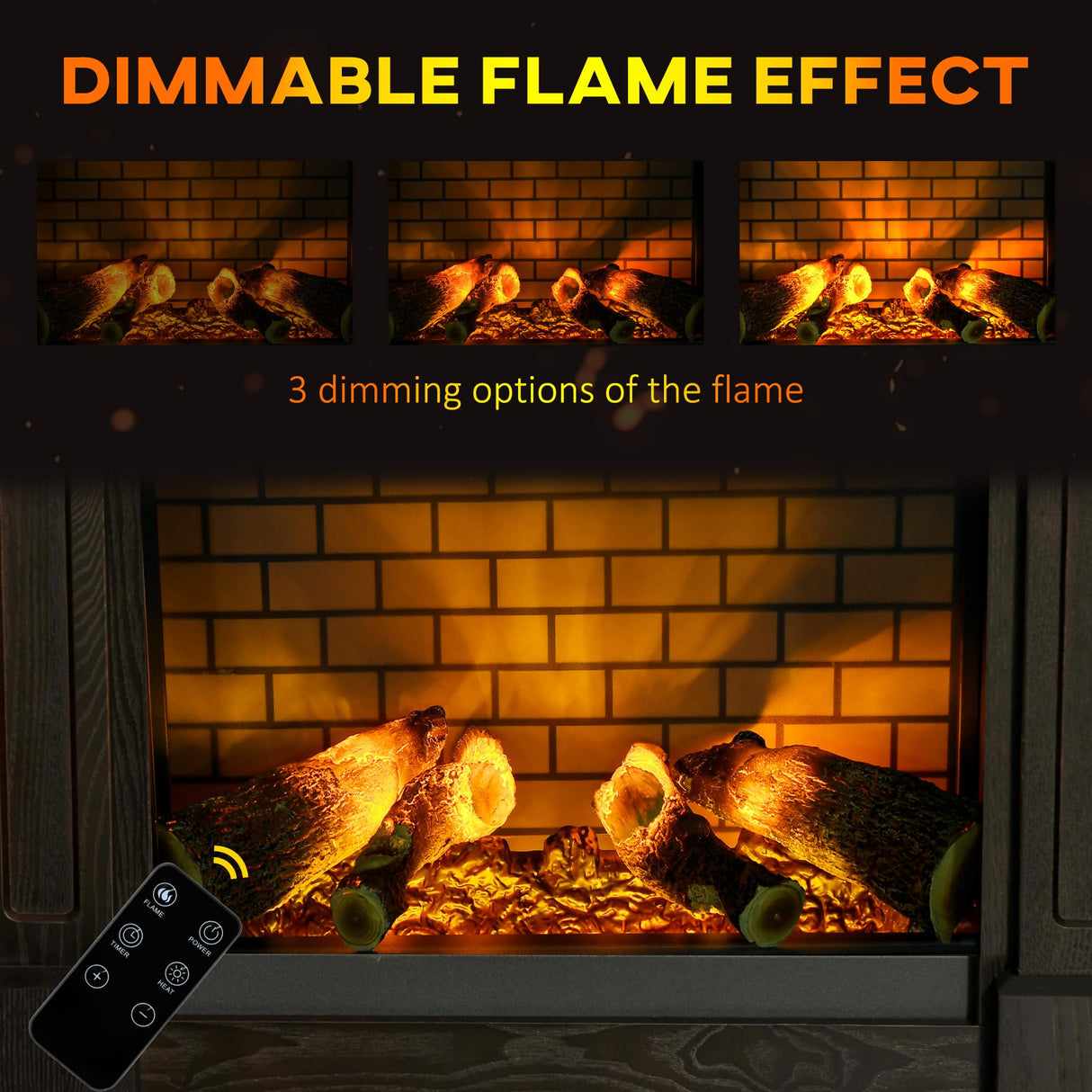 HOMCOM 31.75" W x 31" H Electric Fireplace Mantel TV Stand, Media Console Center Cabinet with a Shelf, Dark Coffee HOMCOM