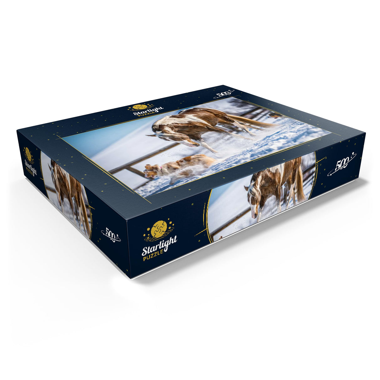 MyPuzzle American Paint Horse On Snow - Premium 500 Piece Jigsaw Puzzle for Adults MyPuzzle.com