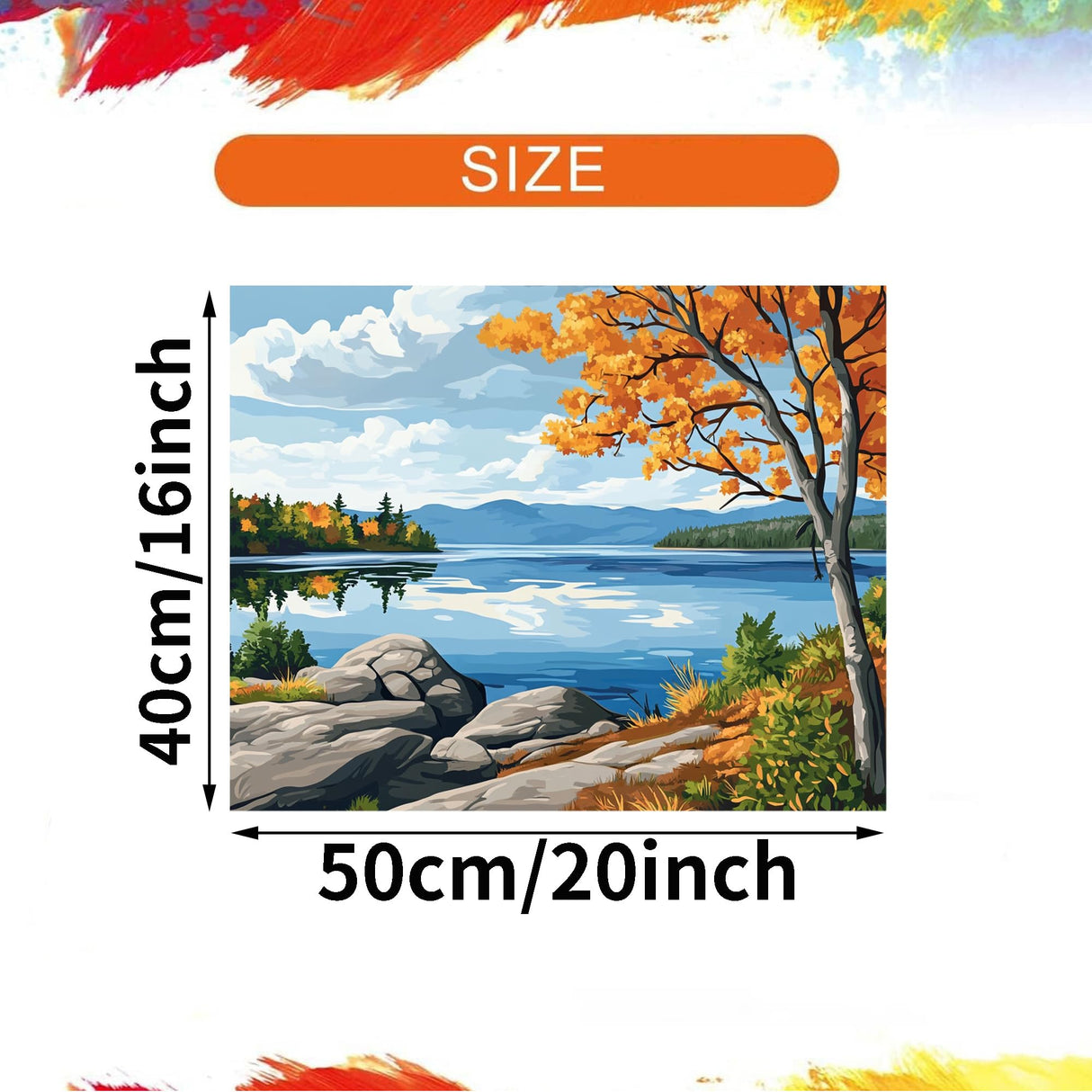 Paint by Numbers Champlain Lake for Adults Unframe, Vermont Lakes Fall Scenery Paint by Number, Mountains Forest Around Lake DIY Oil Painting Acrylic Paints Kits for Home Decor(20×16inch) ARNLRDYA