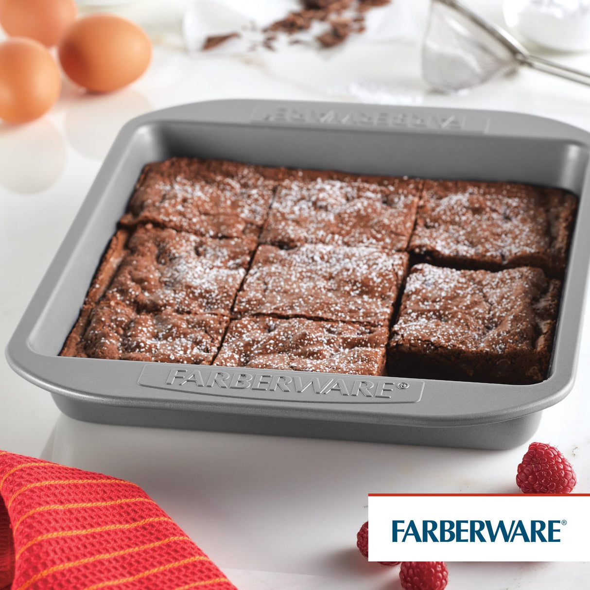 Farberware Nonstick Bakeware Nonstick Baking Pan / Nonstick Cake Pan, Square - 9 Inch, Gray Farberware