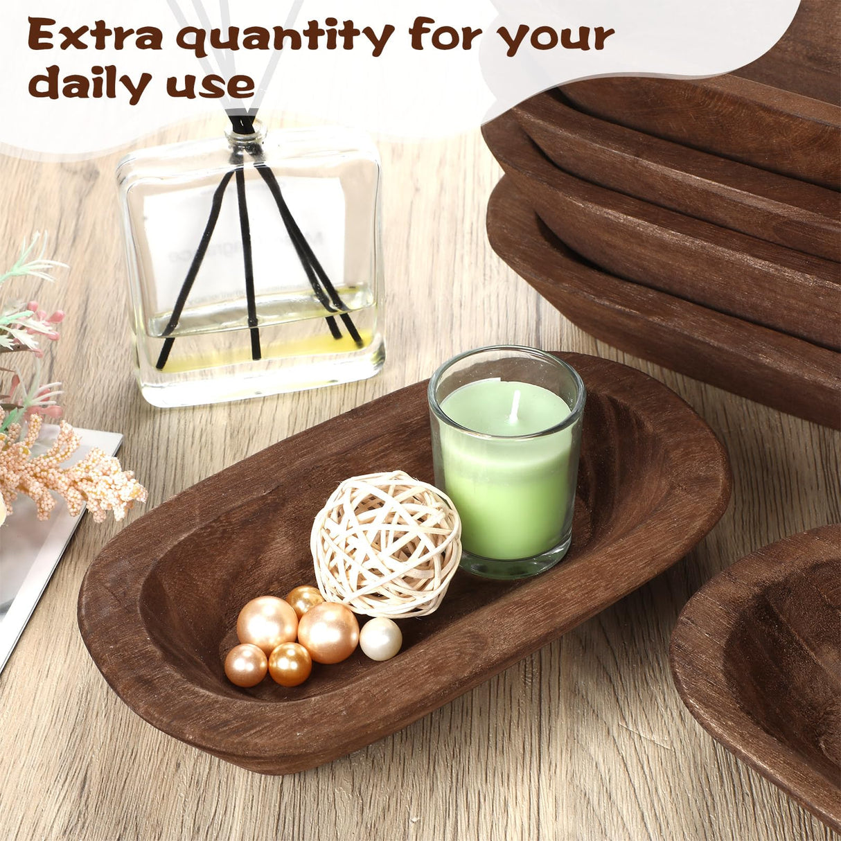 Nuogo 10 Pack Wooden Dough Bowls Bulk Rustic Dough Bowls for DIY Candle Home Crafts Making Farmhouse Fruits Supplies Decoration(8.5 Inches,Brown) Nuogo