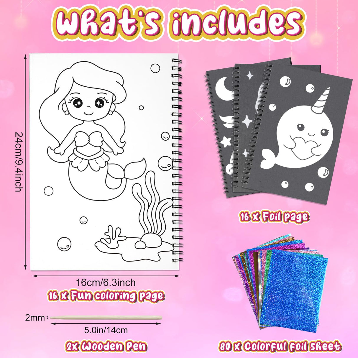 Art & Craft Activity,Foil Craft Princess DIY Fun Art Kits,No Mess Creative Foil Art Kits Set Drawing Game for Kids,Birthday Gifts Crafts Supplies Travel Toys for Girls Boys Ages 4 5 6 7 8 9 Year Old Jectivs