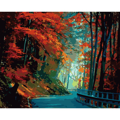 FILASLFT Paint by Numbers Kit for Adults, Forest Path Paint by Numbers for Adults Beginner, Maple Leaf Painting by Number DIY Landscape Painting,Perfect for Home Wall Decoration 16x20 Inch.