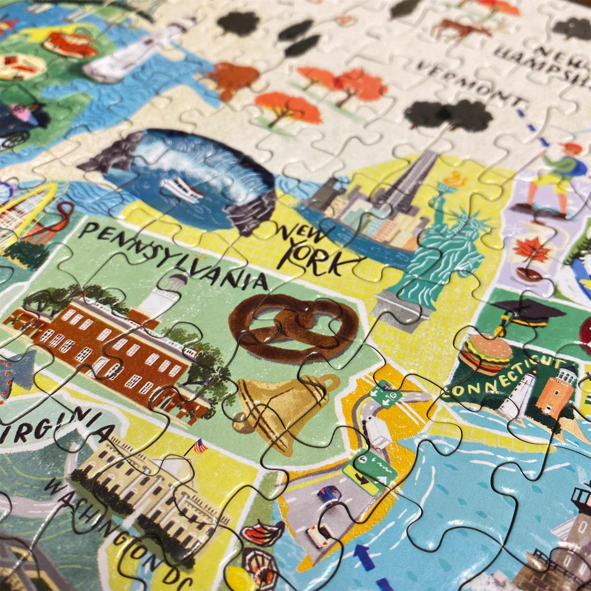 Puzzles for Adults 1000 Pieces - Illustrated US Map Puzzle - United States USA 1000 Piece Puzzle for Adults and Kids Puzzles - 100% Recycled Cardboard by bopster Bopster