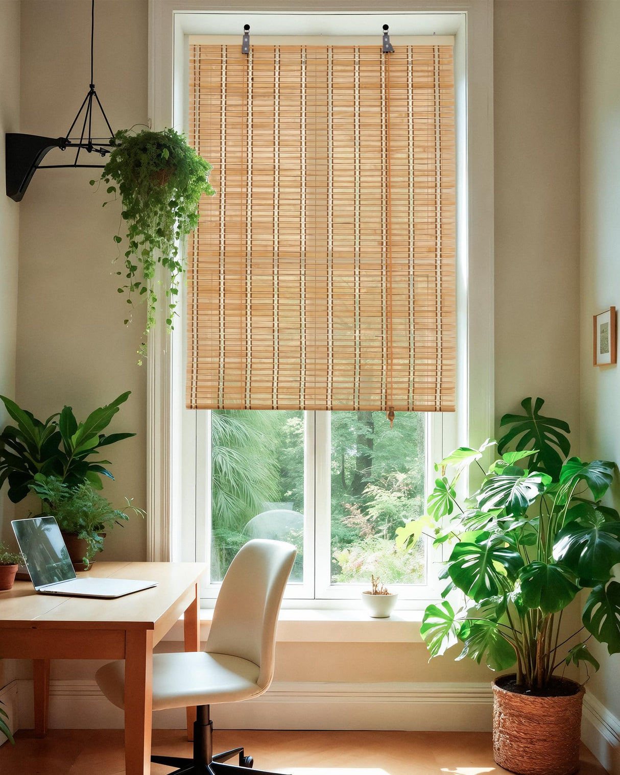 Erfolkerz 35" Wx72 H Bamboo Blinds Roller Shades for Indoor Windows, Blackout Bamboo Curtain Roll Up wiht Cord, Privacy Roman Shade for Interior/Exterior Windows, Mounting Hardware Included Erfolkerz