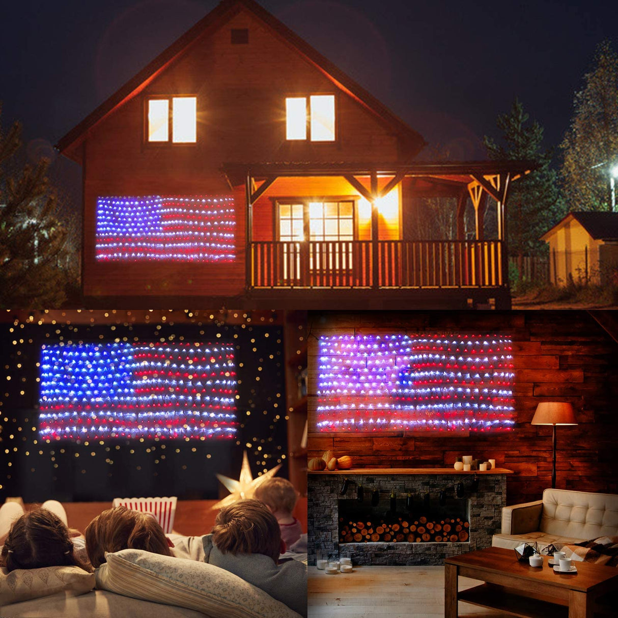 HYH American Flag Lights with 420 Super Bright LEDs Waterproof Led Flag Net Light of The United States for Memorial Day,Yard,Garden Decoration,Festival,Holiday,Party,Christmas New Year Decorations HYH
