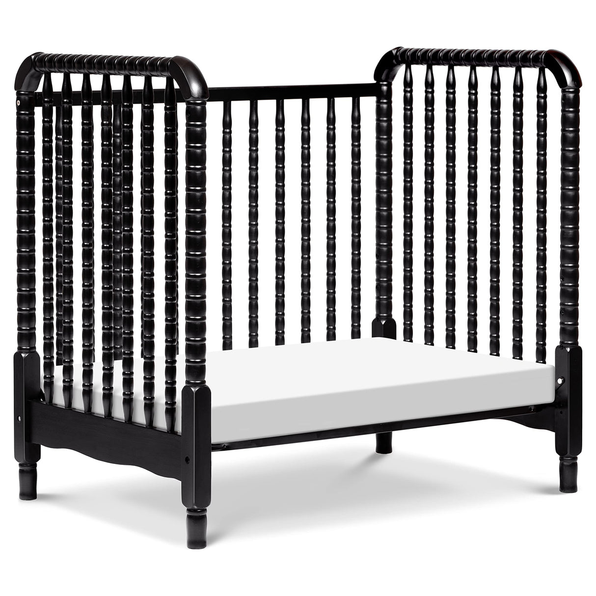 DaVinci Jenny Lind 3-in-1 Convertible Mini Crib in Ebony, Removable Wheels, Greenguard Gold Certified DaVinci