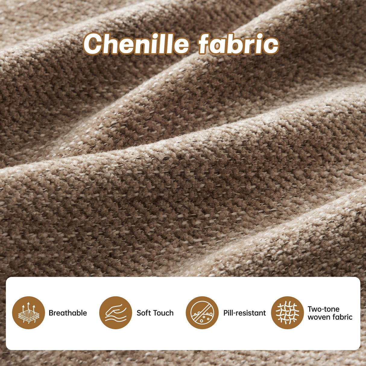 MZDOO 74" Loveseat for Living Room, Comfy Chenille Fabric Cloud Sectional Couch, Modern Upholstered Deep Seat Sofa with Armrest Pillow, Two Seater Couch for Small Spaces, Camel MZDOO