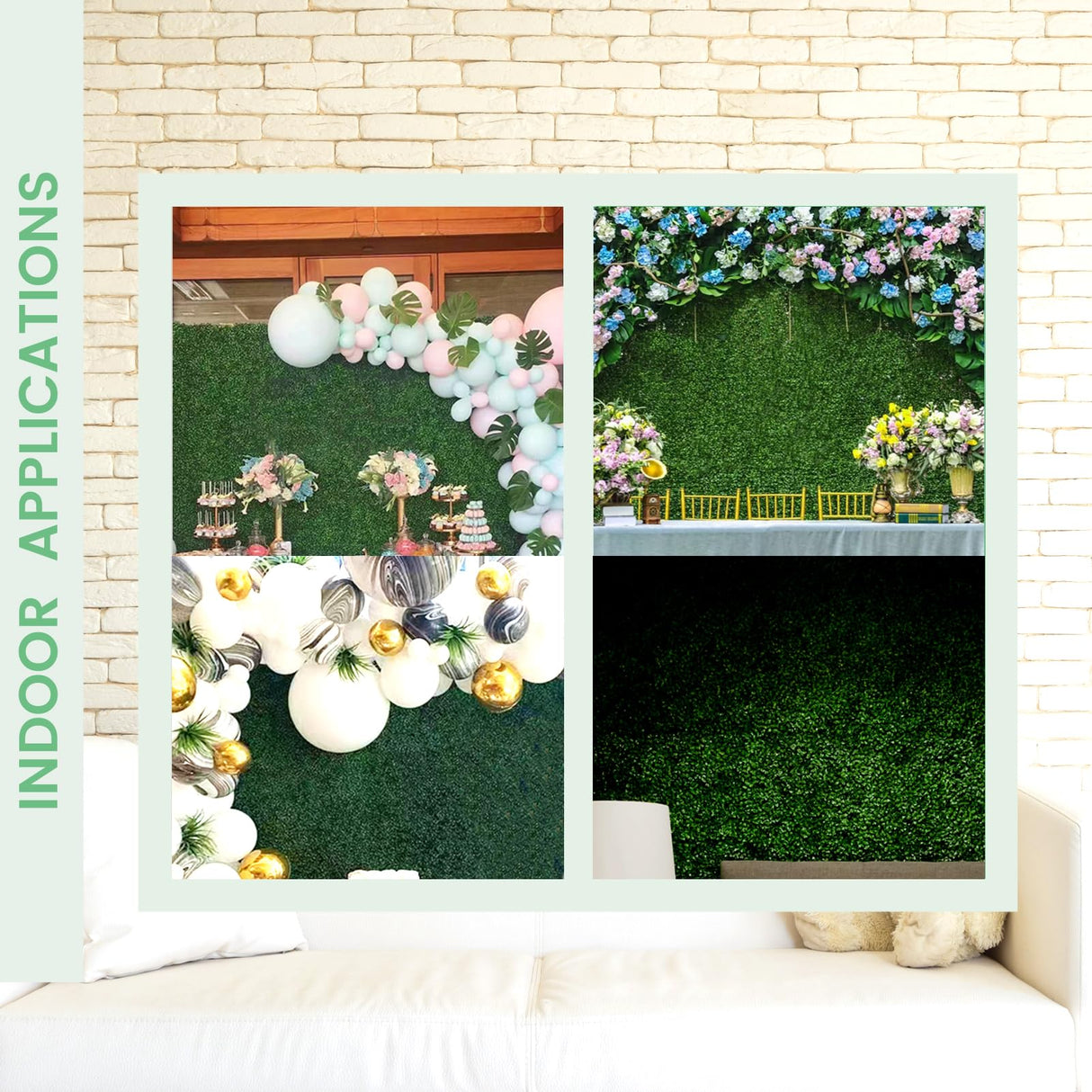 Decwin 12 Pieces 20” X 20” Artificial Hedge Boxwood Panels Boxwood Hedge Grass Wall Green Greenery Plant Mats UV Stable for Indoor Outdoor Decor Garden Fence Decwin