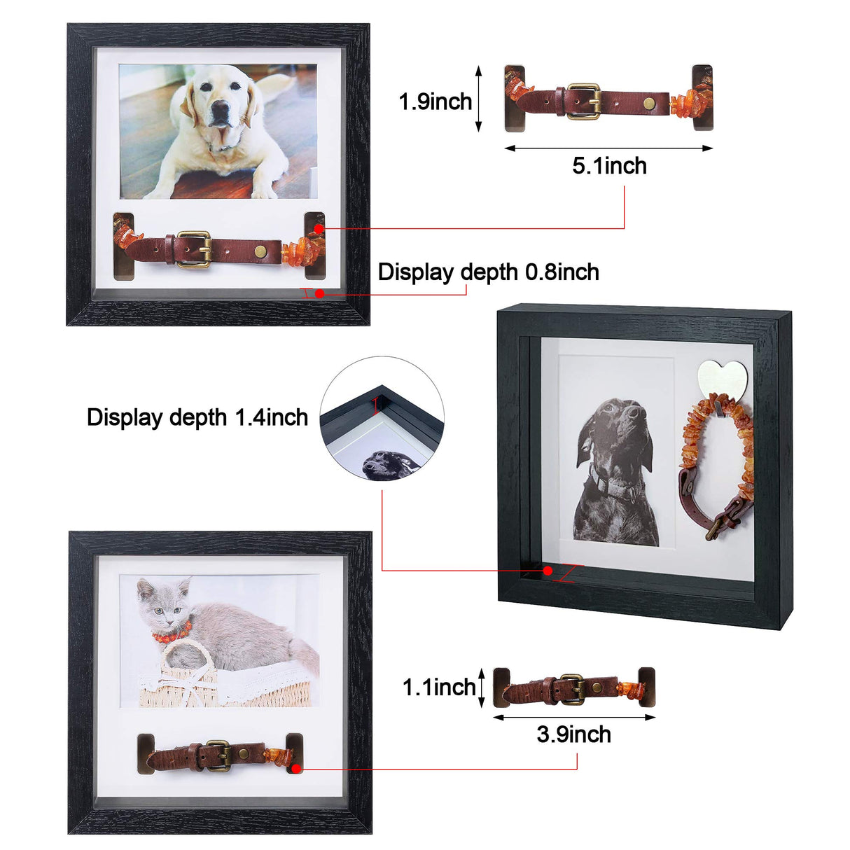 KCRasan Pet Picture Frame - Memorial Frame for Loss of Dog or Cat - Pet Collar Frame Remembrance Sympathy Keepsake KCRasan