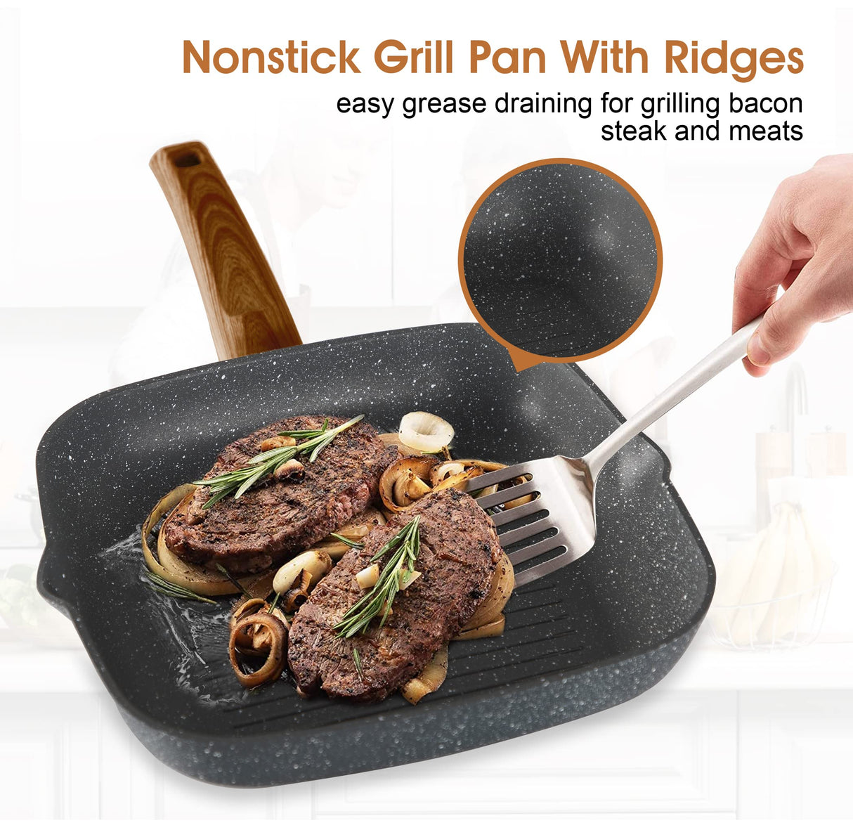 Kitchen Induction Cookware & Bakeware Set - 30 Piece Black Granite Cooking Pans Set, Non-Stick Pots and Pans Set Kitchen Academy