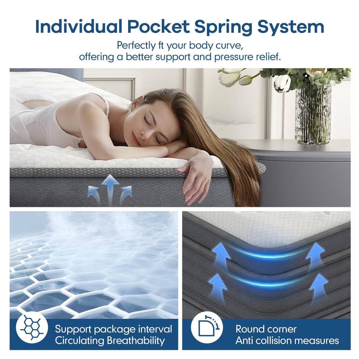 Looallyy 12 inch Queen Mattress, Mixed Memory Foam Box Mattress, Independent Bagged Spring, Sports Isolation, deep Sleep Looallyy