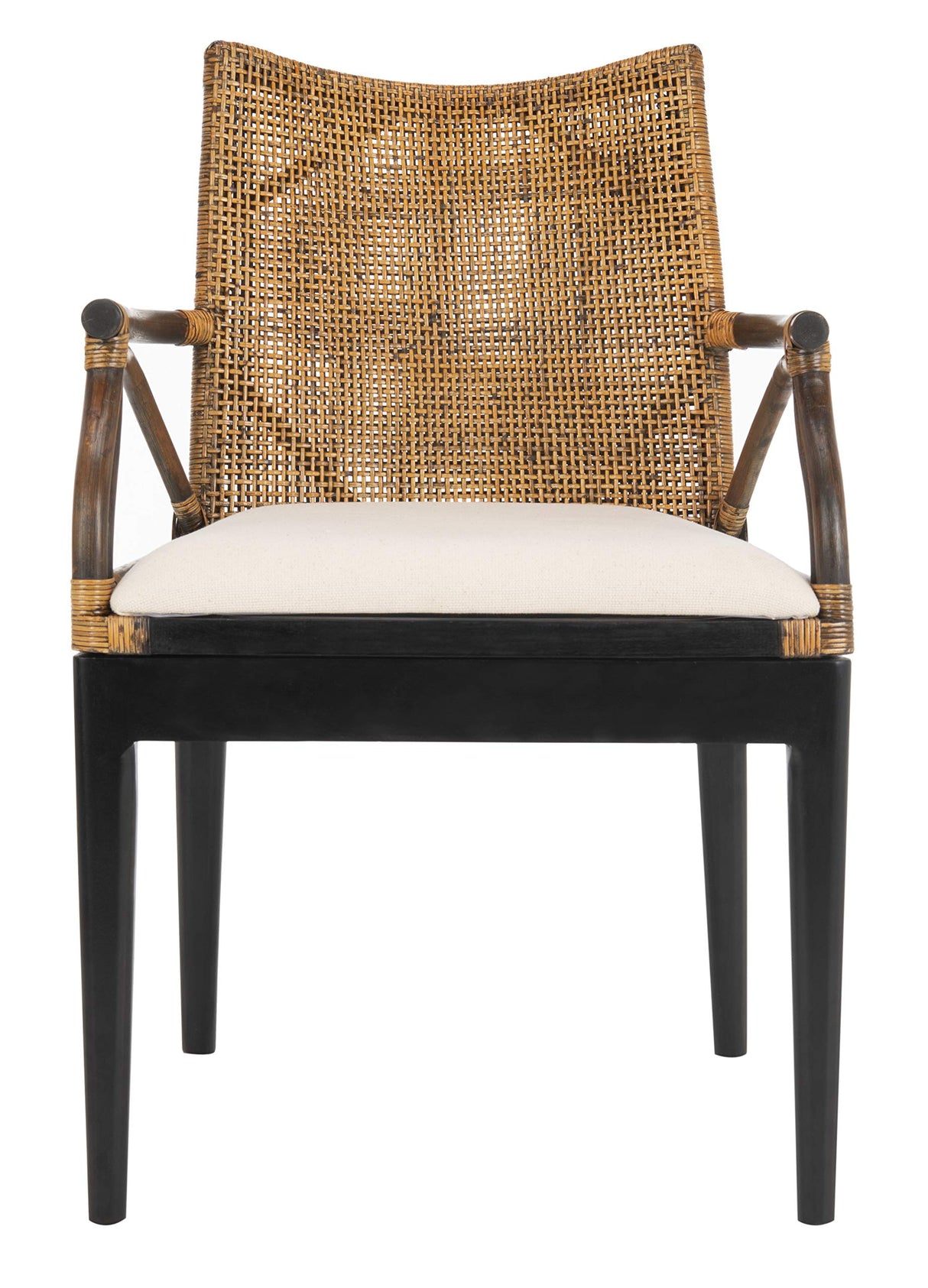 Safavieh Home Gianni Rattan Tropical Woven Arm Chair, Brown/Black Safavieh