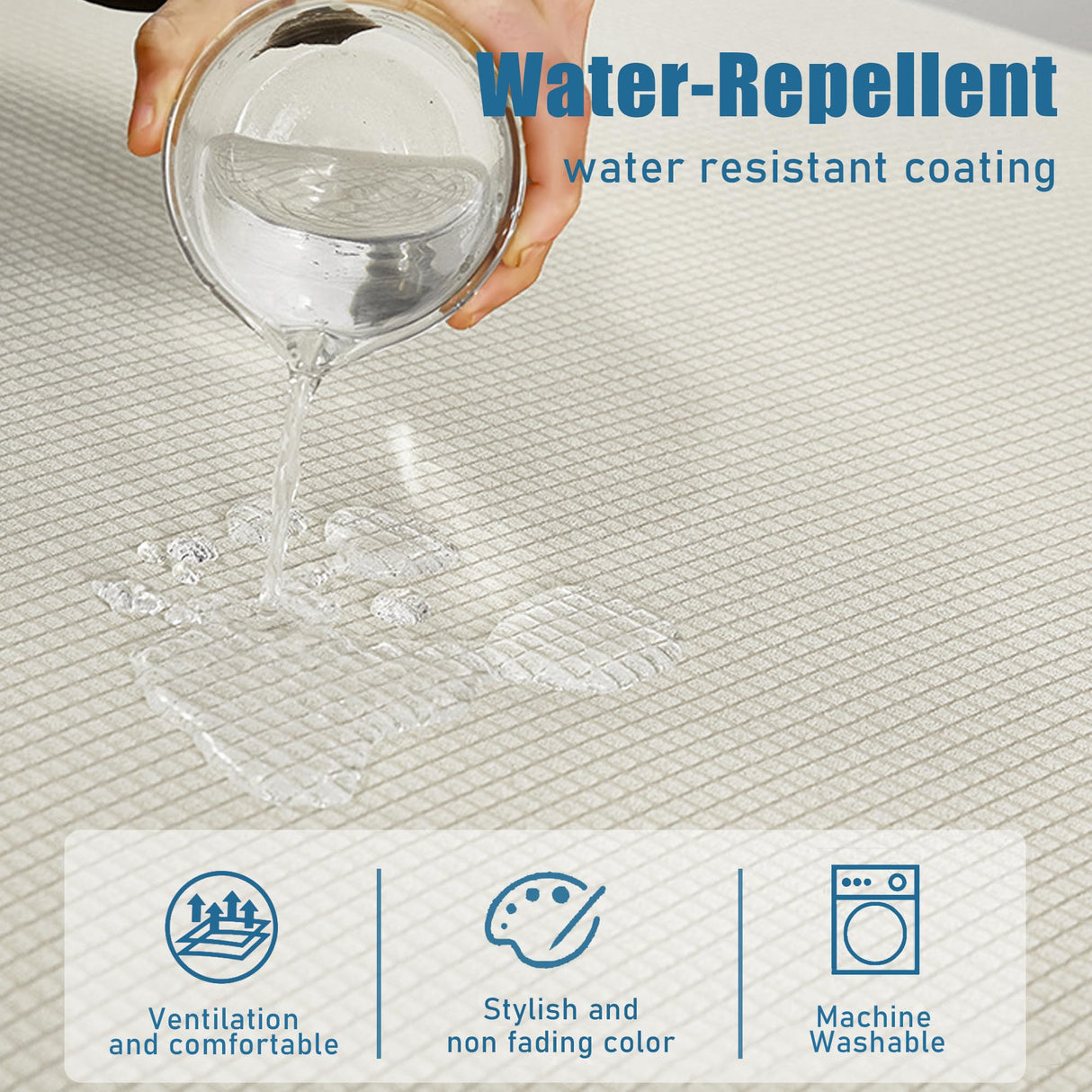 NC HOME Water Resistant Sofa Seat Cushion Covers Couch Cushion Slipcover, RV Dinette Cushion Covers Stretch Furniture Protector for Kids, Pet (Loveseat Cushion, Creamy White) NC HOME