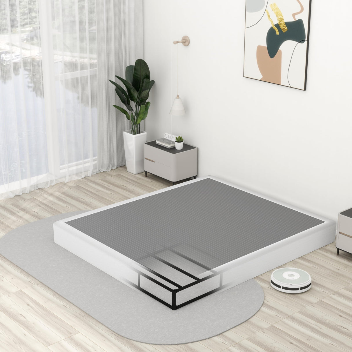 HusDream Queen Box Spring - 7 Inch High Profile, Strong Metal Frame With Fabric Cover, Anti-Noise Mattress Foundation, Easy Install (Queen Size) HusDream