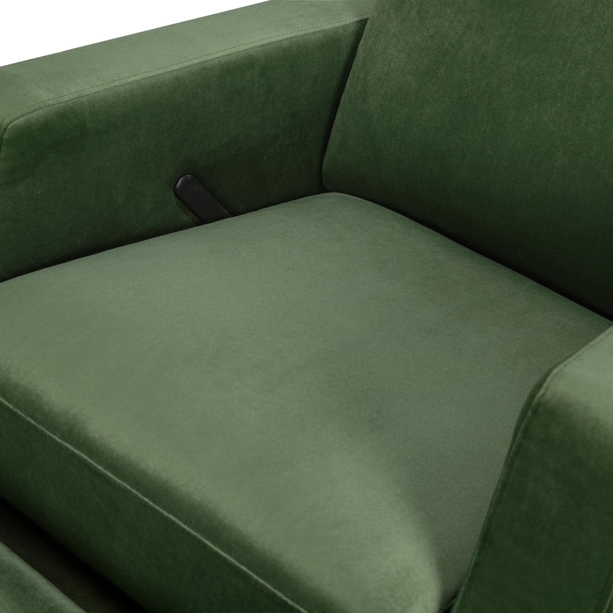 NAMESAKE Crewe Recliner and Swivel Glider in Forest Green Velvet with Light Wood Base, Greenguard Gold Certified NAMESAKE