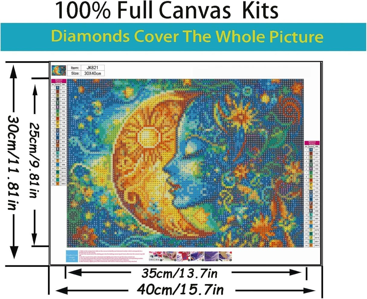 BYGFHLYW 5D Diamond Art Kits for Adults Beginner, Sun and Moon Adult Diamond Painting Kits, DIY Full Drill Round Diamond Dot Paint by Diamonds for Home Wall Art Decor 12x16inch BYGFHLYW