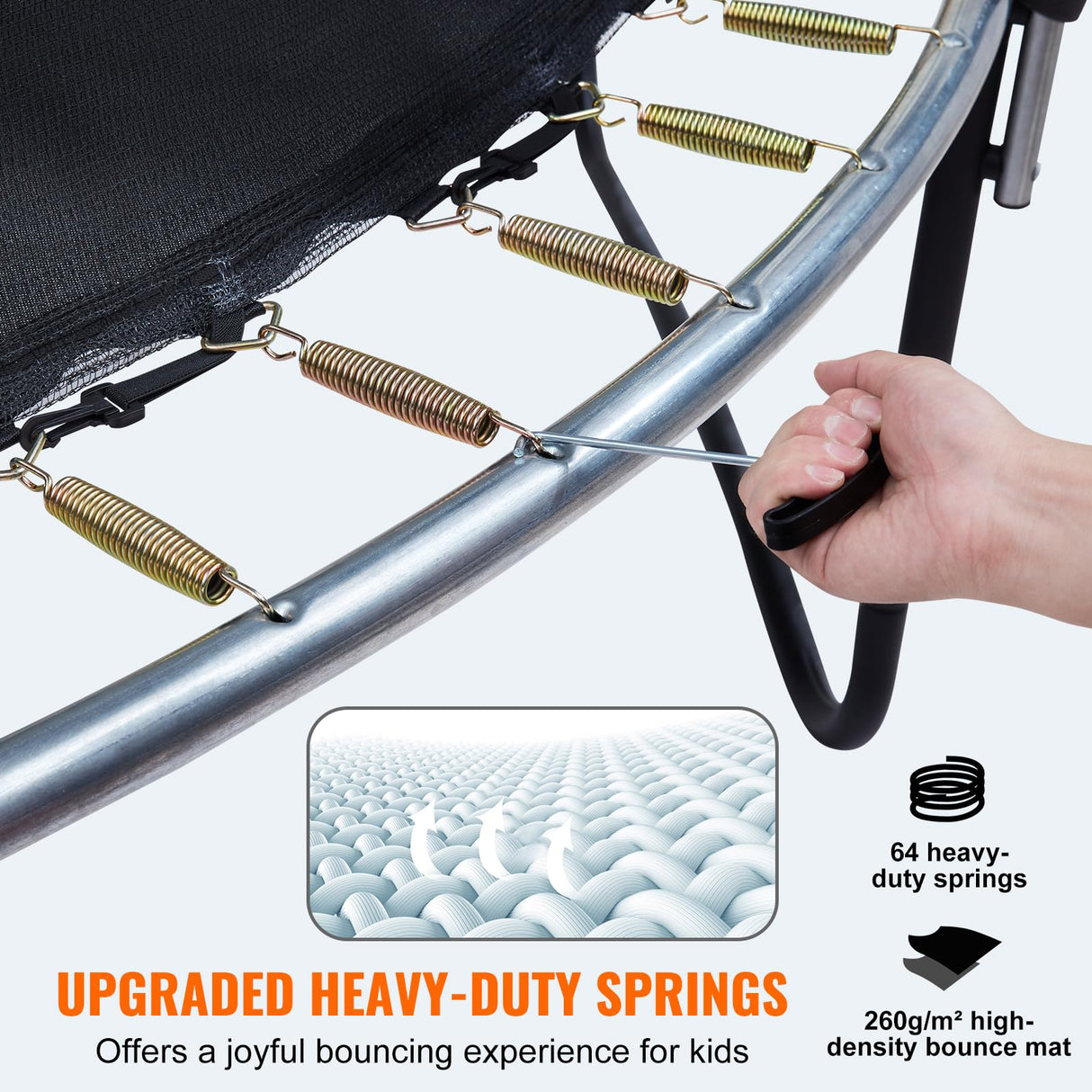 VEVOR 10FT Trampoline with Enclosure Net, Ladder, and Curved Pole, Heavy Duty with Jumping Mat and Spring Cover Padding, Outdoor Recreational Trampoline for Kids and Adults VEVOR