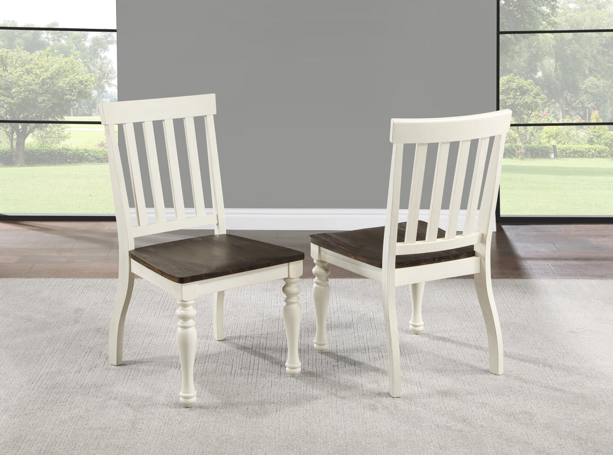 Steve Silver Furniture Co Joanna 7PC Rectangular Dining Set, Table with 6 Slat Back Side Chairs, Farmhouse Design, Dining Room, 59.45" L x 35.82" W x 31" H, White Steve Silver