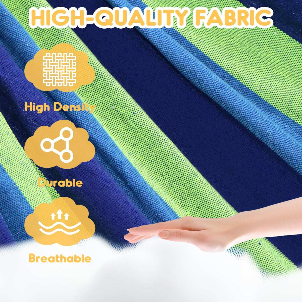 ANYOO Cotton Hammock Portable Camping Hammocks for Hanging Sturdy Garden Comfortable Fabric Hammock with Tree Straps Up to 660lbs with Travel Bag for Camping Outdoor/Indoor Patio Backyard ANYOO