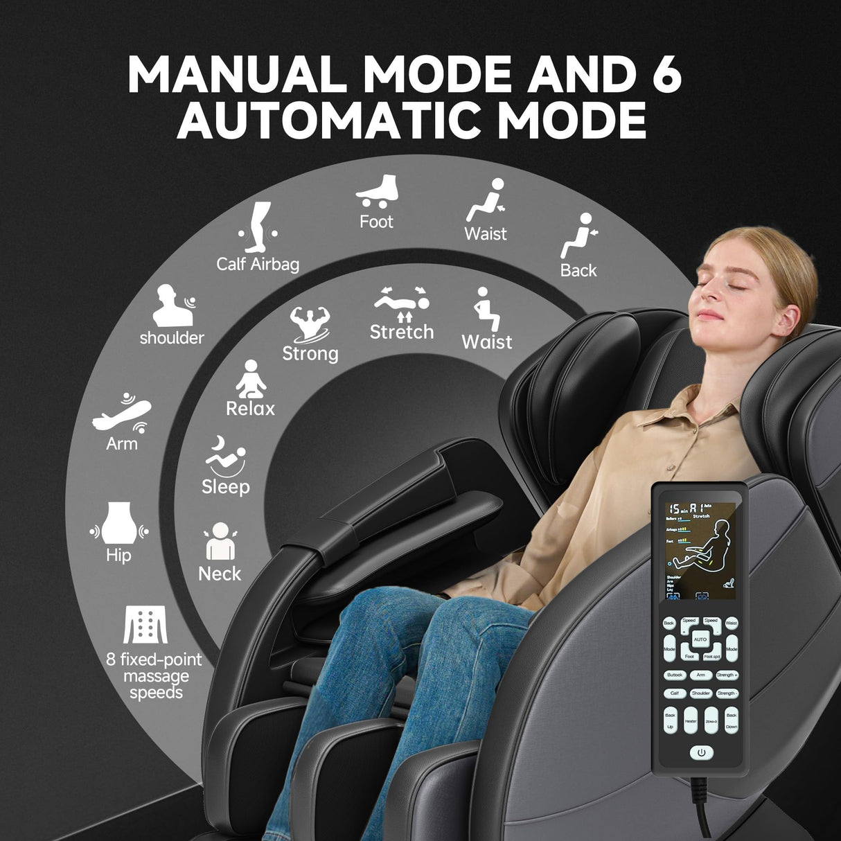 SMAGREHO 2025 Massage Chair Recliner,Lower Back with Calf Heating,Full Body Airbag Massage,One Touch Zero Gravity,Foot Roller and Bluetooth,Apply Home and Office,Black SMAGREHO