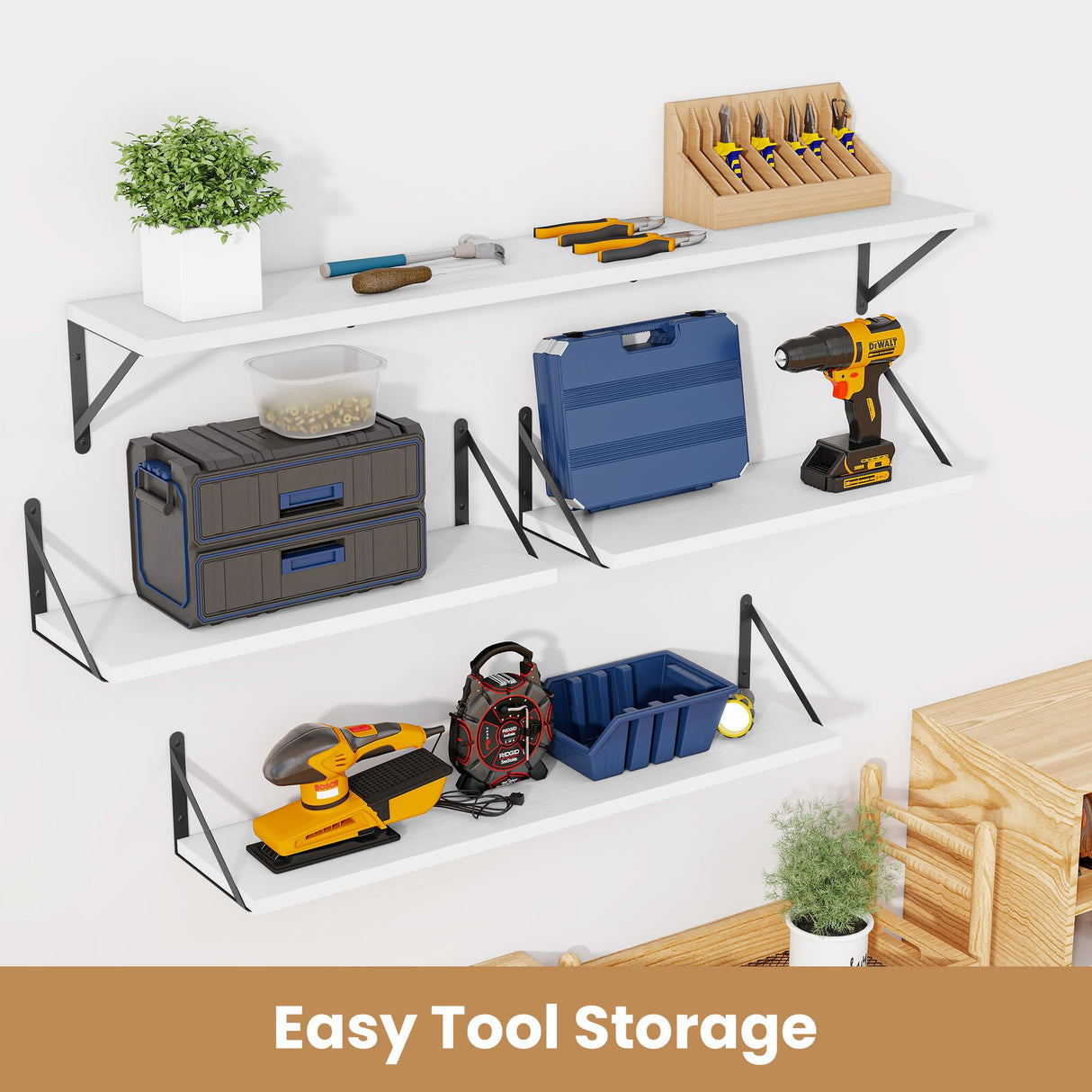 Heimlove 36 Inch White Floating Bookshelves Set of 3,Heavy Duty Wall Mounted Bookshelves,Wall Bookshelf for Living Room,Bedroom,Kitchen,Laundry Room Storage & Decor Heimlove