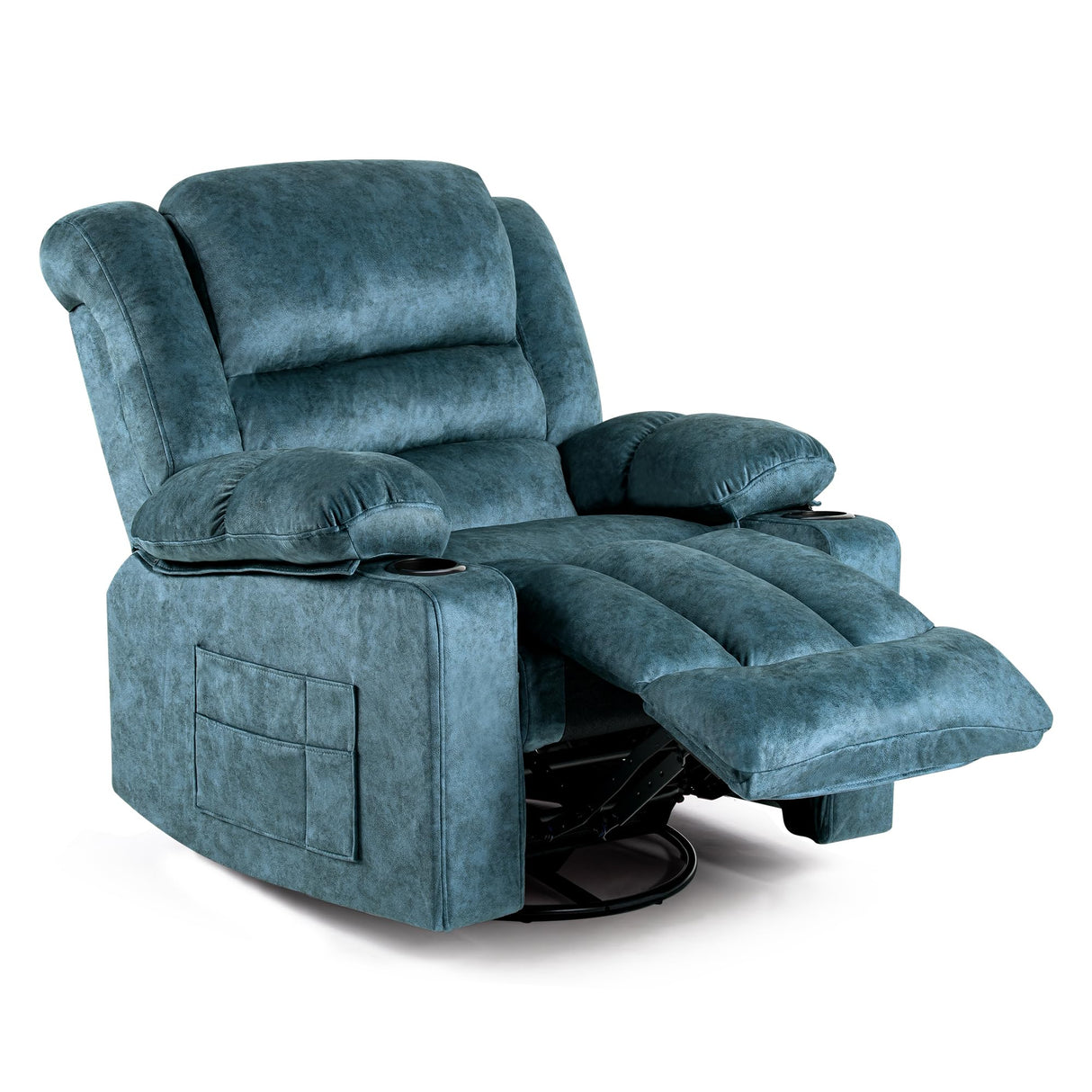 HOMYEDAMIC Recliner Chair Rocker Modern Ergonomic Lounge 360 Degree Swivel Single Sofa Seat Living Room Lounge Recliners (360 Swivel, Blue Green-A - Flannel) HOMYEDAMIC