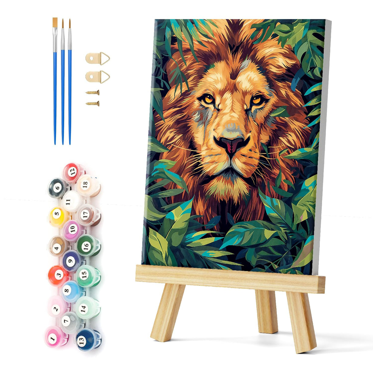Natuyalo Framed Paint by Number for Adults Beginner Lions in Jungle, DIY Paint by Numbers Kit for Adults, Acrylic Painting Kits for Hoom Wall Decor on Canvas Framed (12x16 Inch) Natuyalo