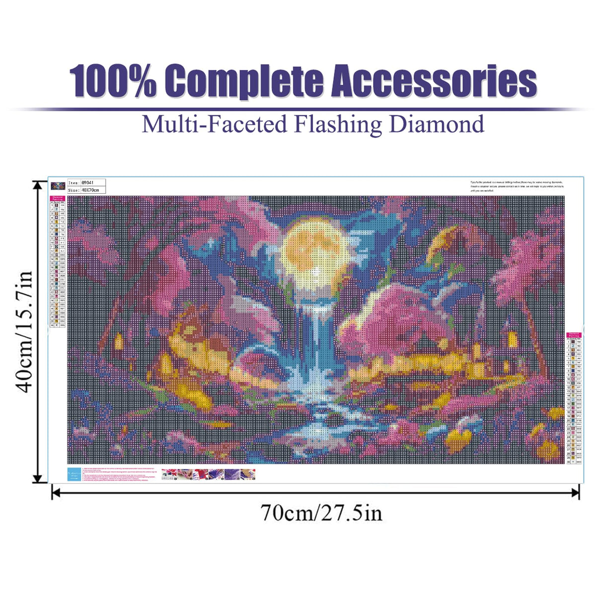 5D Large Diamond Painting,Fantasy Large Diamond Art Kits for Adults,DIY Full Drill Crystal Rhinestone Arts and Crafts,Waterfall mountain Art Painting with Diamond Home Wall Decor 27.5 X 15.7inch pchmcu