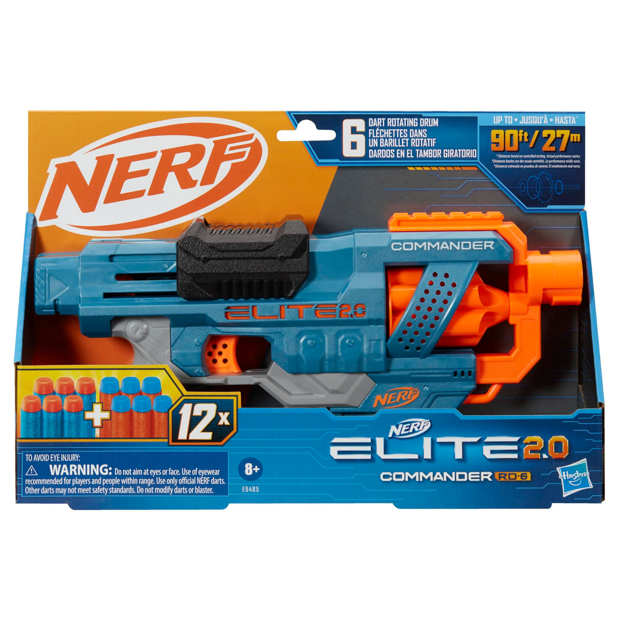 NERF Elite 2.0 Commander RD-6 Dart Blaster, 12 Darts, 6-Dart Rotating Drum, Outdoor Toys, Easter Gifts for Kids, Ages 8+ Nerf