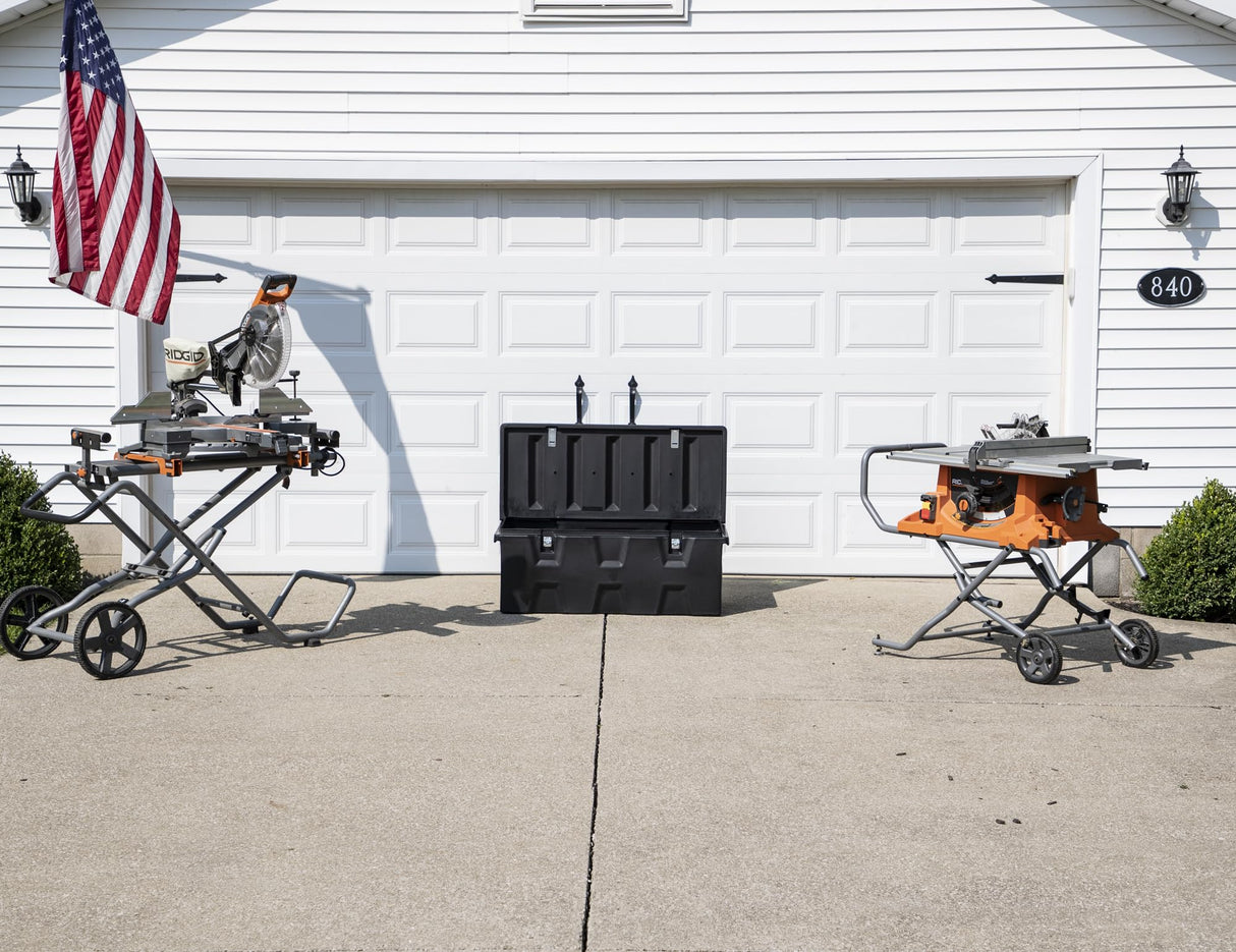 Buyers Products 1712240 Black Poly All-Purpose Storage Chest w/Hasp & Stainless Steel Hinge, 6.3 cu. ft, Made In The USA, Lightweight Storage, Dent-Resistant, Outdoor Storage Box Buyers Products Company