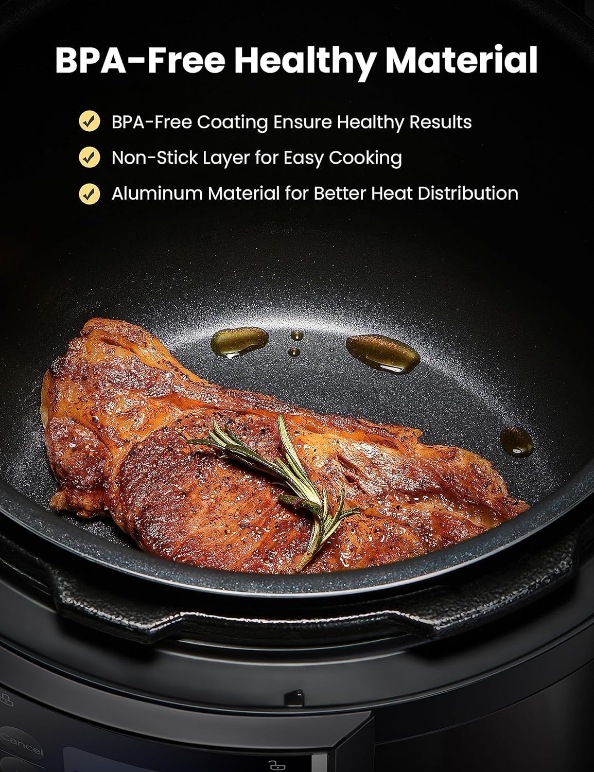 COMFEE’ 9-in-1 Electric Pressure Cooker 13 Presets Instant Multi Cooker Olla de Presion Slow Cooker Rice Cooker Steamer Sauté Yogurt Maker Non-Stick Pot 6 Quart Black, Aluminum COMFEE'