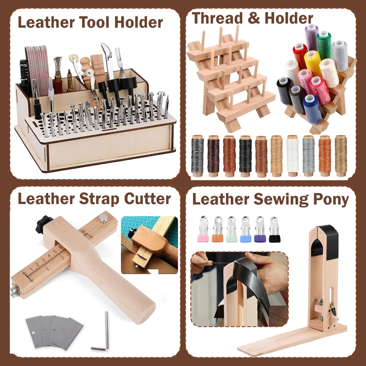 All-in-1 Leather Working Tools Kit for Beginners Professional, Starter Leather Tooling Crafting Working Making Tools and Supplies Kit Set for Adult, Include Leather Pony, Stamping Punching Tools intonly