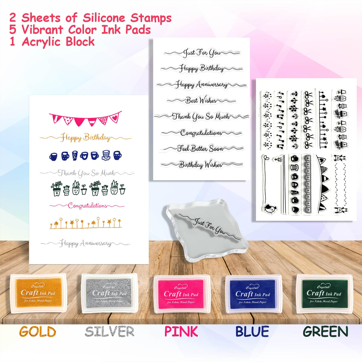 Card Making Supplies, Card Making Kit For Adults And Kids, 32 Blank Greeting Cards & Envelopes With Reusable Stamps DIY Greeting Card Set - Thank You Birthday Mother's Day Christmas Congradulation Fevanlion