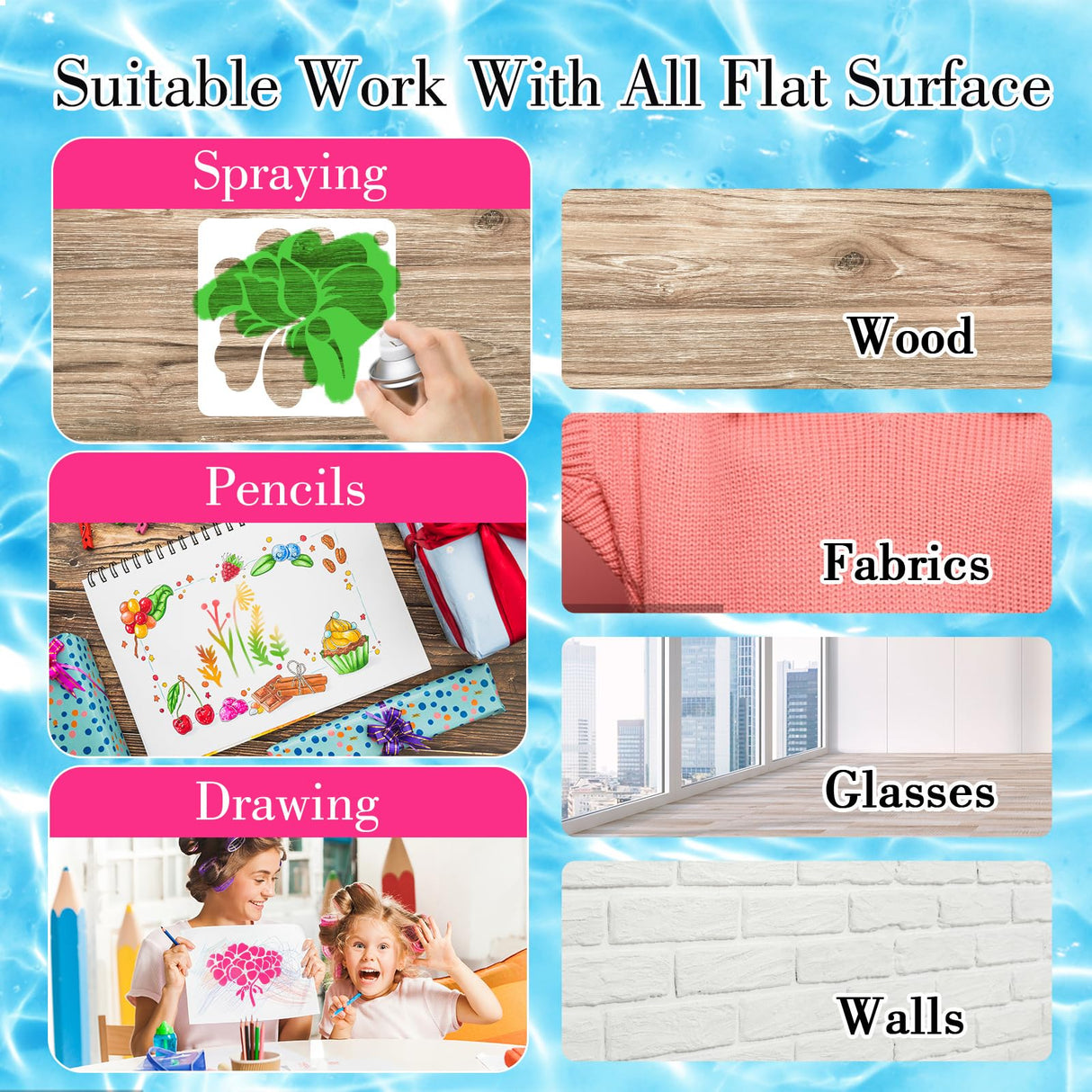 Ymapinc 20 Pcs 2.95 Inch Flower Stencils for Crafts, Rock Painting, Home Decor Ymapinc