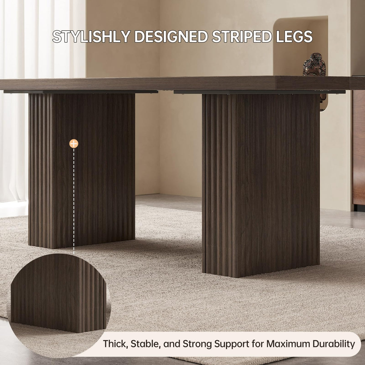 QEZEOM 9-Piece Modern Dining Table Set, 66.93" Rectangular Kitchen Table with 8 Chairs, Long Dining Room Table for Living Room, Office, Easy Assembly, Oak QEZEOM