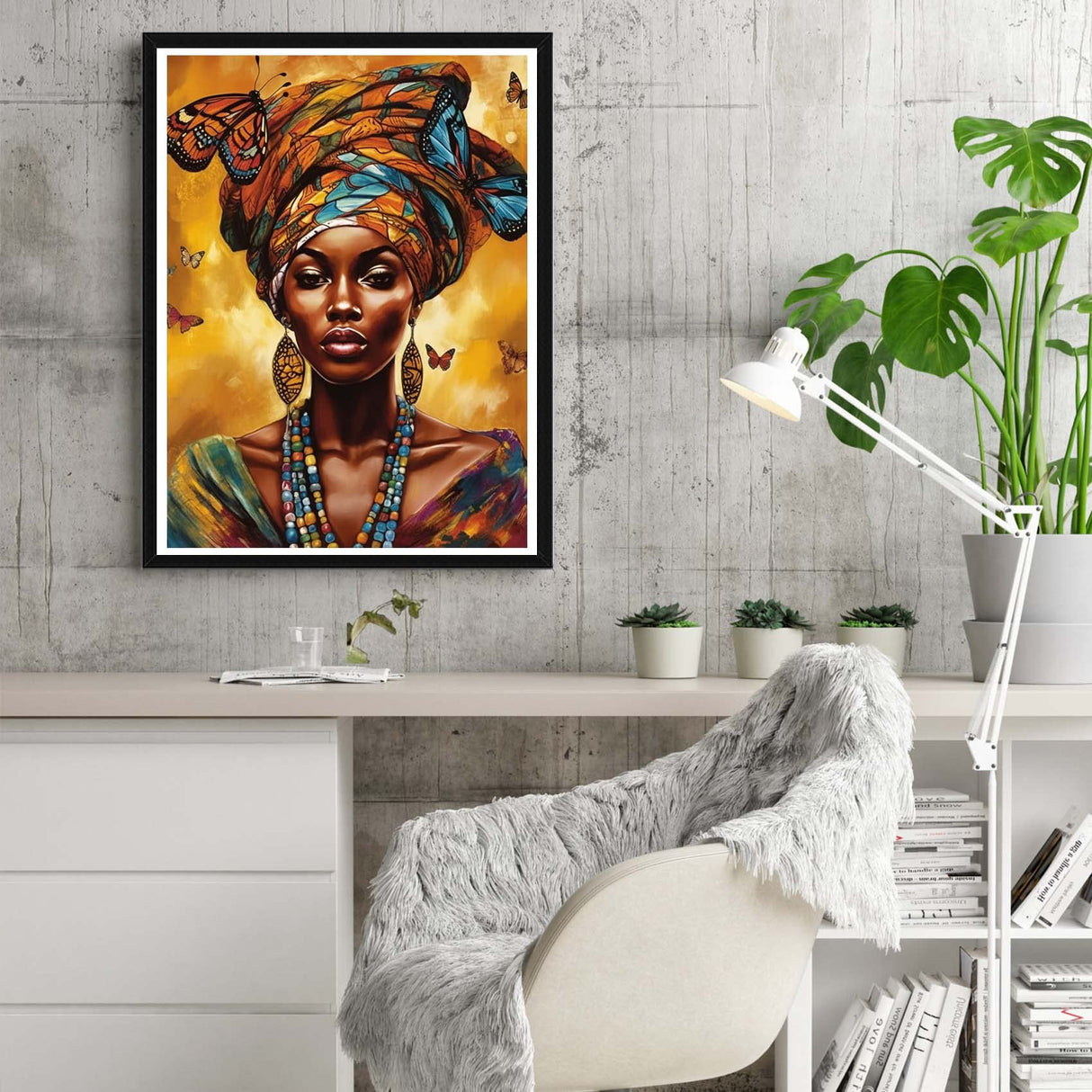 Reofrey DIY Diamond Art Kits for Adults African Woman, Full Drill Round Rhinestone Diamond Painting Kits, Cross Stitch Embroidery Canvas for Crafts Home Wall Decor 30x40cm Reofrey