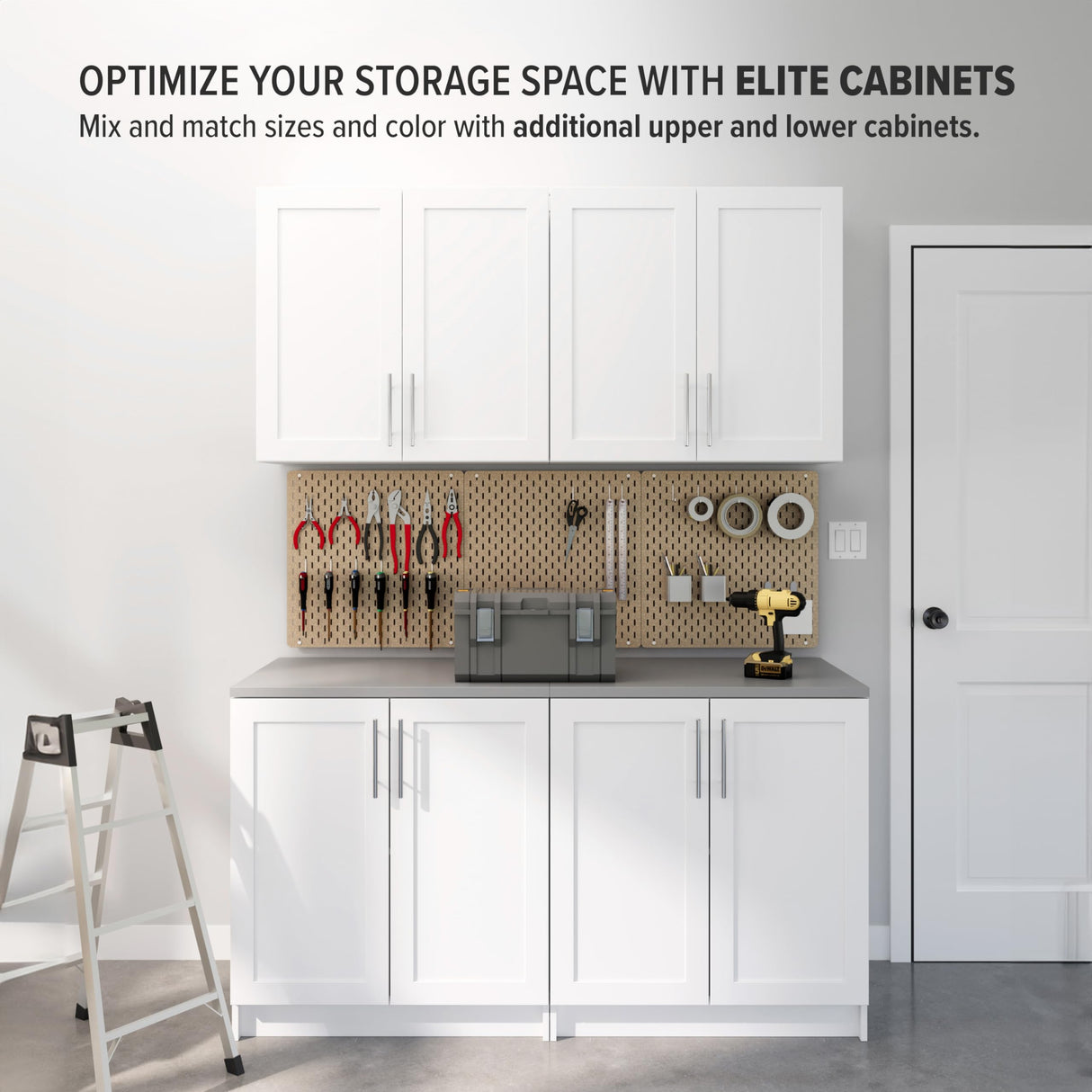 Prepac Elite 32" W Storage Cabinet with Doors and Shelves, White Garage Cabinet, Bathroom Storage with 1 Adjustable Shelf 24.5" D x 32" W x 36" H, WSCR-1005-1 Prepac