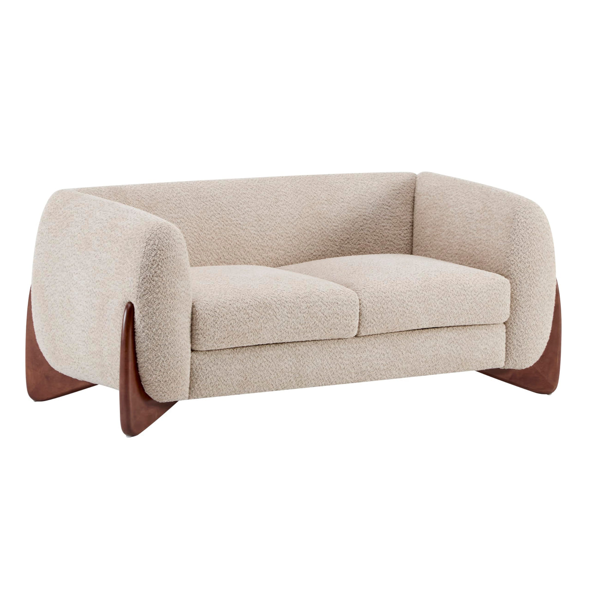 Christopher Knight Home Alma 63" Boucle Loveseat with Wood Legs, 2 Seater Sofa Couches for Living Room, Upholstered Couch Chair, Soft Seating Lounge Sofa Chair, Cozy Loveseat with Armrest, Almond Christopher Knight Home