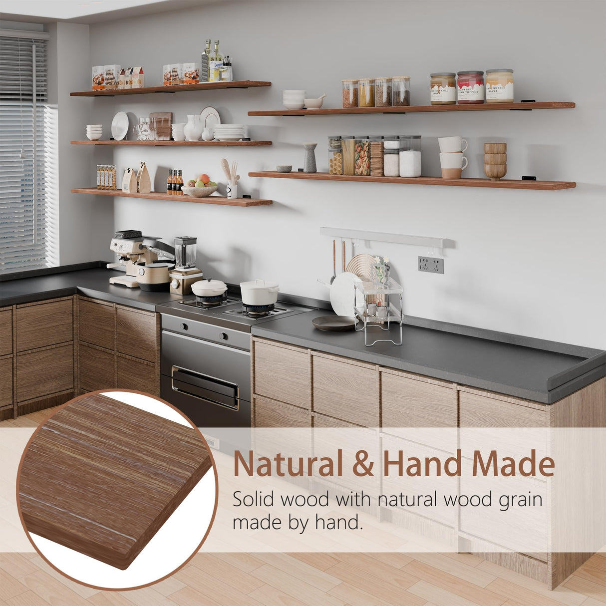 ONOTETUT 5 Tier Book Shelf,Long Floating Shelf for Wall 72 inch,Farmhouse Bookcase Long Shelves,Wall Mounted Bookshelf Display Shelves ONOTETUT